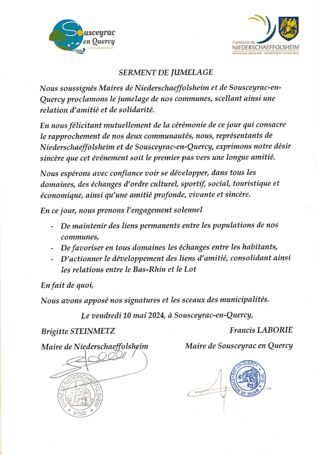 Serment de jumelage